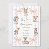 Hand getrokken Coquette lint Woodland Baby shower Kaart (Voorkant)