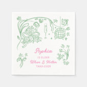 Hand getrokken Coquette Wiser en Hotter Verjaardag Servet (Voorkant)