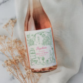 Hand getrokken Coquette Wiser en Hotter Verjaardag Wijn Etiket