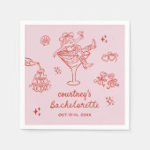 Hand getrokken Cowgirl Bachelorette Weekend Servet (Voorkant)