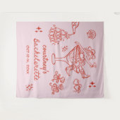 Hand getrokken Cowgirl Bachelorette Weekend Wandkleed (Voorkant (horizontaal))