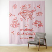 Hand getrokken Cowgirl Bachelorette Weekend Wandkleed (In situ)