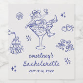 Hand getrokken Cowgirl Bachelorette Weekend Wijn Etiket (Enkel label)