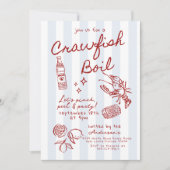 Hand getrokken Crawfish Boil Seafood Boil Party Kaart (Voorkant)