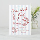 Hand getrokken Crawfish Boil Seafood Boil Party Kaart (Staand voorkant)