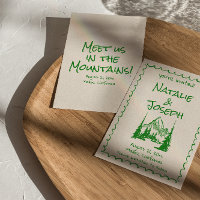 Hand getrokken Cream Green Boho Mountain Wedding