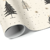 Hand getrokken crème dennenboom cadeaupapier (Rol Hoek)