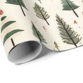 Hand getrokken crème dennenboom cadeaupapier (Rol Hoek)