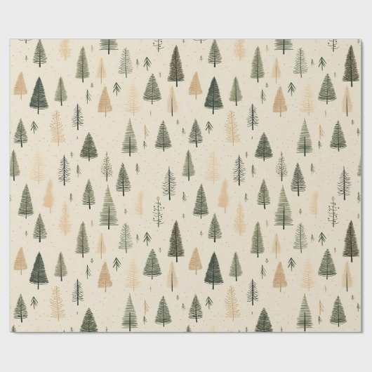 Hand getrokken crème dennenboom cadeaupapier (Vlak)