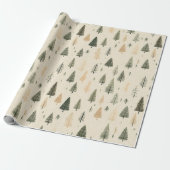 Hand getrokken crème dennenboom cadeaupapier (Uitgerold)