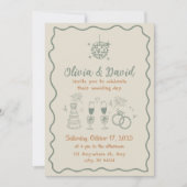 Hand getrokken crème en groene kronkelende lijnen kaart (Voorkant)