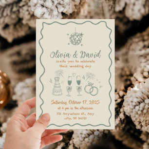 Hand getrokken crème en groene kronkelende lijnen  kaart