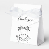 Hand getrokken Crest Zwart Wit Trouwgunstbox Bedankdoosjes (Voorkant Zijde)