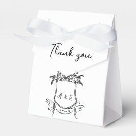 Hand getrokken Crest Zwart Wit Trouwgunstbox Bedankdoosjes