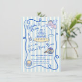 Hand getrokken cupido champagne Baby shower Kaart (Staand voorkant)