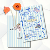 Hand getrokken cupido champagne Baby shower Kaart