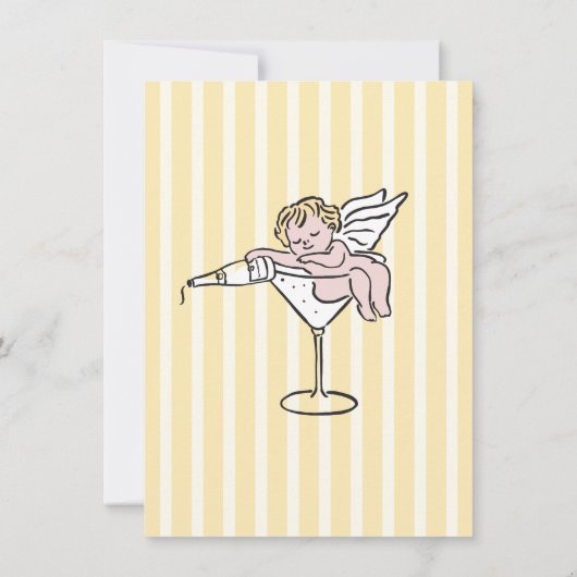 Hand getrokken cupido champagne Baby shower Kaart (Achterkant)