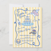 Hand getrokken cupido champagne Baby shower Kaart (Voorkant)