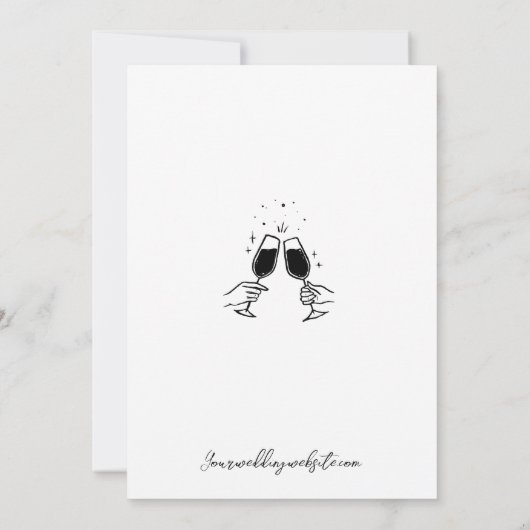 Hand getrokken Curvy Whimsical Zwart-wit bruiloft Kaart (Achterkant)