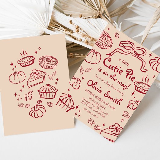 Hand getrokken Cutie Pie Herfst Baby shower Kaart
