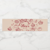 Hand getrokken Cutie Pie Herfst Baby shower Waterfles Etiket (Enkel label)