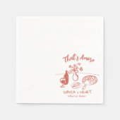 Hand getrokken dat nog meer pizza wijn repetitie d servet (Voorkant)