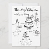 Hand getrokken de avond voor repetitie diner kaart (Voorkant)