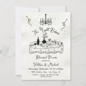 Hand getrokken de avond voor repetitie diner kaart (Voorkant)