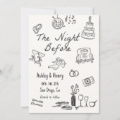 Hand getrokken de avond voor repetitie diner kaart (Voorkant)