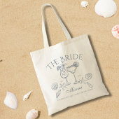 Hand getrokken de bruid kustbachelorette tote bag