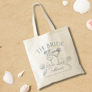 Hand getrokken de bruid kustbachelorette tote bag
