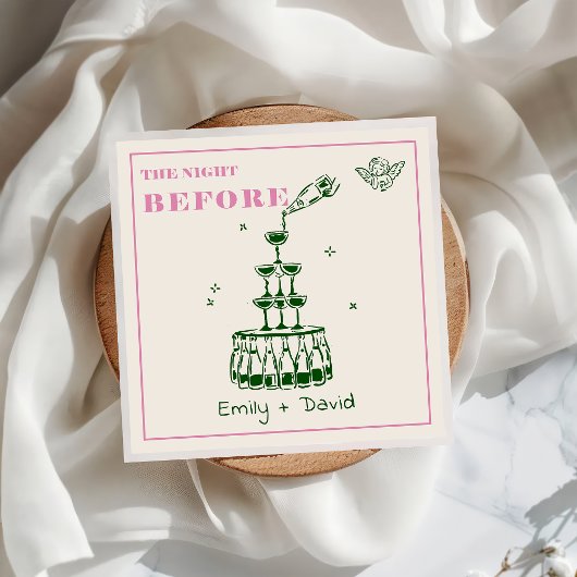 Hand getrokken de nacht voor bruiloft servetten