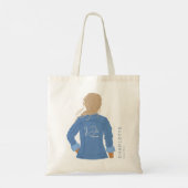 Hand getrokken denim jas blond haar ik doe bemanni tote bag (Achterkant)
