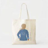 Hand getrokken denim jas blond haar ik doe bemanni tote bag (Voorkant)