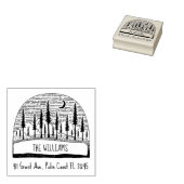 Hand-getrokken dennen landschap familie retour adr rubberstempel (Gestempeld)