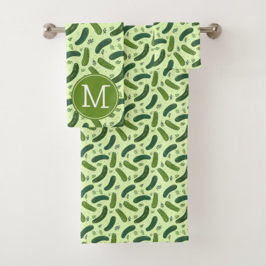 Hand getrokken dille augurk patroon bad handdoek (Insitu)