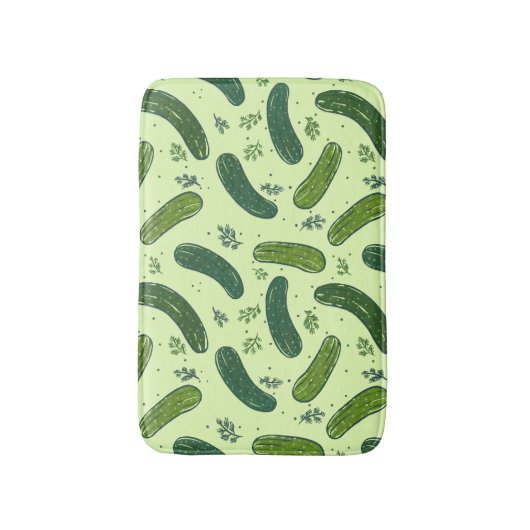 Hand getrokken dille augurk patroon badmat (Voorkant Verticaal)