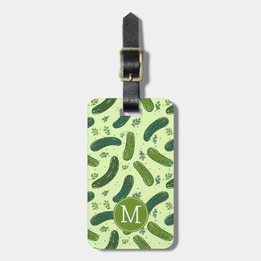 Hand getrokken dille augurk patroon bagagelabel (Voorkant verticaal)
