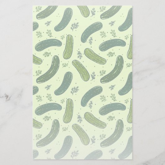 Hand getrokken dille augurk patroon briefpapier (Voorkant)