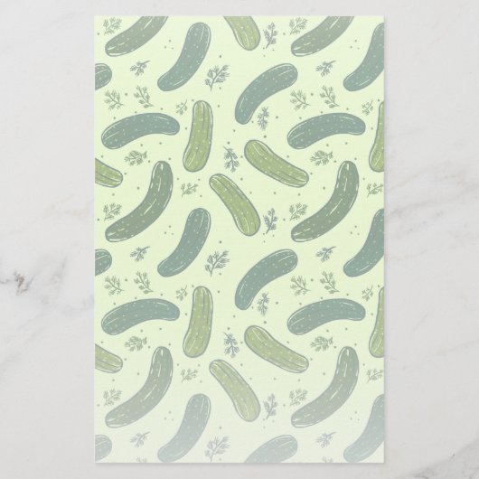 Hand getrokken dille augurk patroon briefpapier (Achterkant)