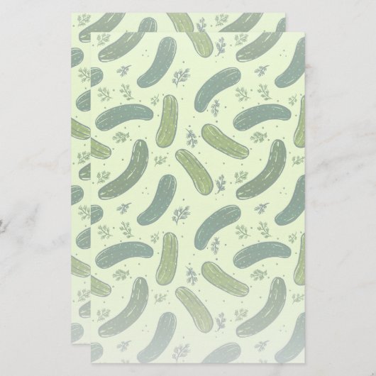 Hand getrokken dille augurk patroon briefpapier (Voorkant / Achterkant)