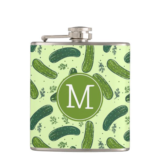 Hand getrokken dille augurk patroon heupfles (Voorkant)