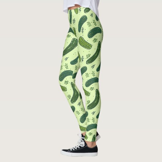 Hand getrokken dille augurk patroon leggings (Links)