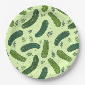 Hand getrokken dille augurk patroon papieren bordje (Voorkant)