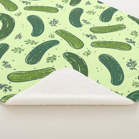 Hand getrokken dille augurk patroon sherpa deken (3/4)