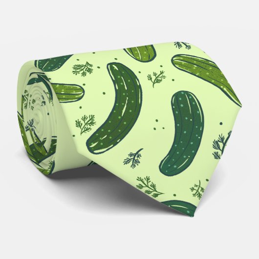 Hand getrokken dille augurk patroon stropdas (Opgerold)