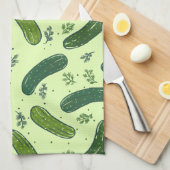 Hand getrokken dille augurk patroon theedoek (Quarter Fold)