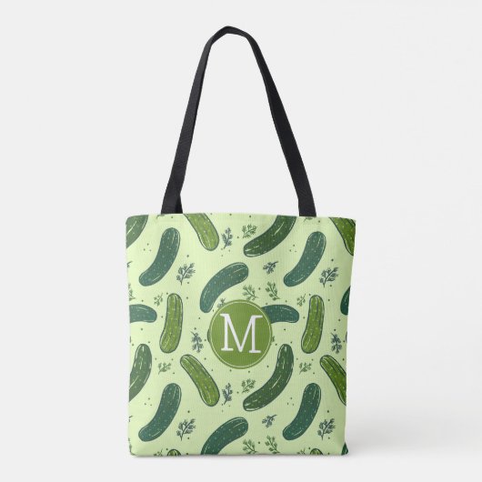 Hand getrokken dille augurk patroon tote bag (Achterkant)