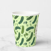 Hand getrokken dille augurkpatroon met Logo Papieren Bekers (Rechts)