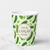 Hand getrokken dille augurkpatroon met Logo Papieren Bekers (Voorkant)